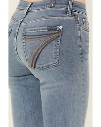 7 For All Mankind Women's Dojo Tailorless Light Wash Mid Rise Flared Stretch Denim Jeans