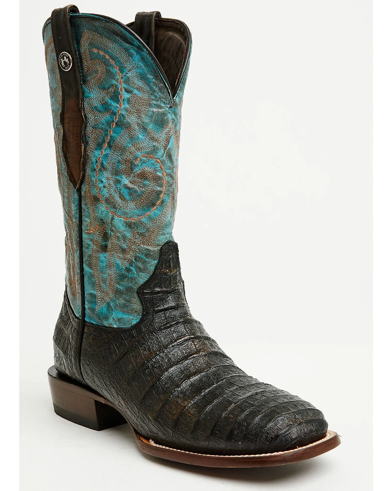Tanner Mark Men's Caiman Print Western Boots - Broad Square Toe