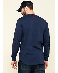Hawx Men's Navy Sleeve Logo Long Work T-Shirt - Tall