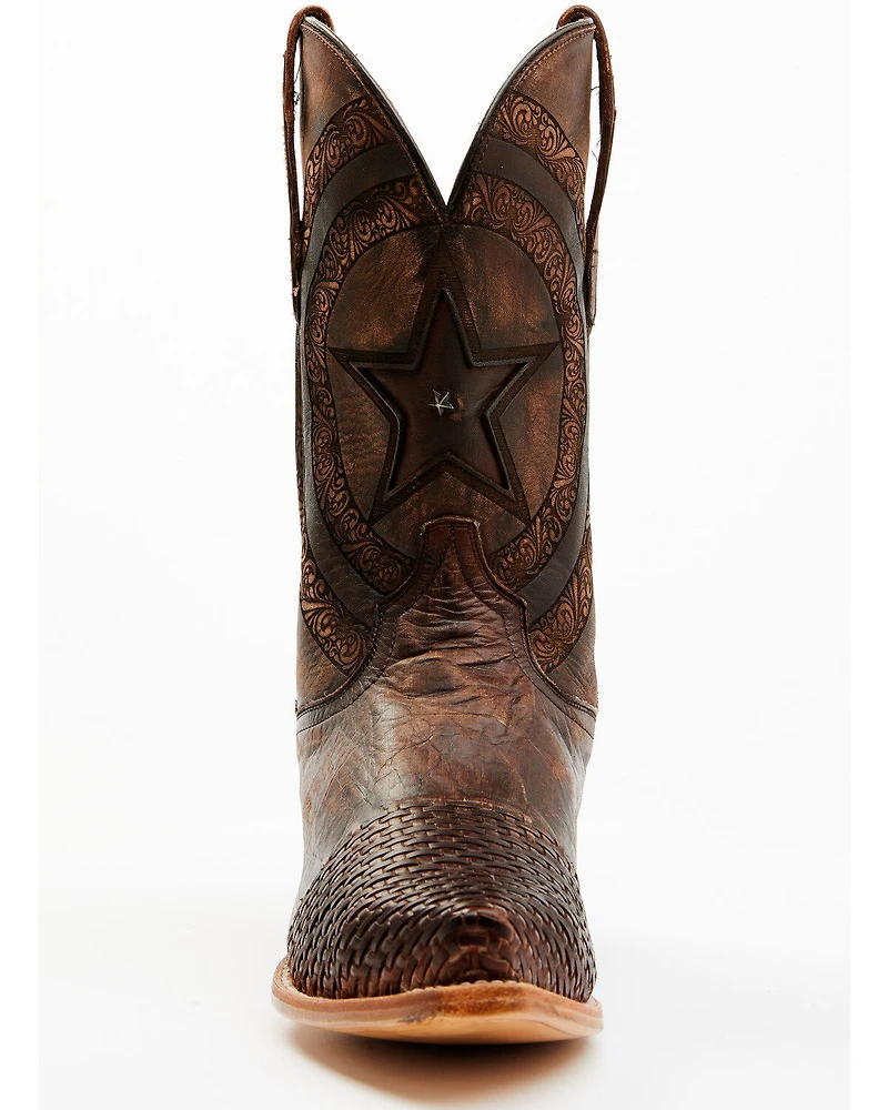 Dan Post Men's Embossed Star & Studded Basketweave Western Leather Boots - Snip Toe