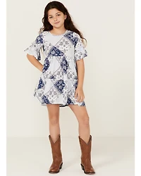 Wrangler Girls' Bandana Print Short Sleeve Mini Dress