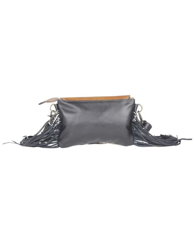 Myra Bag Women's Anam Cara Hair-On Hide Hand-Tooled Fringe Bag