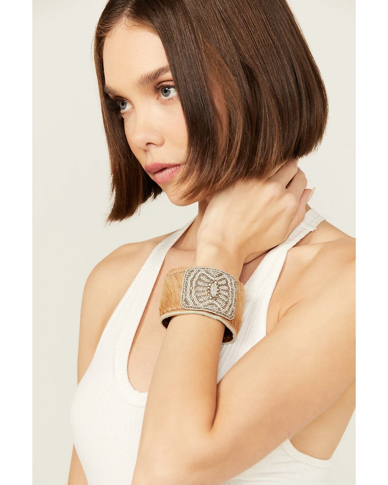 Erin Knight Designs Women's Cowhide And Leather Cuff Bracelet