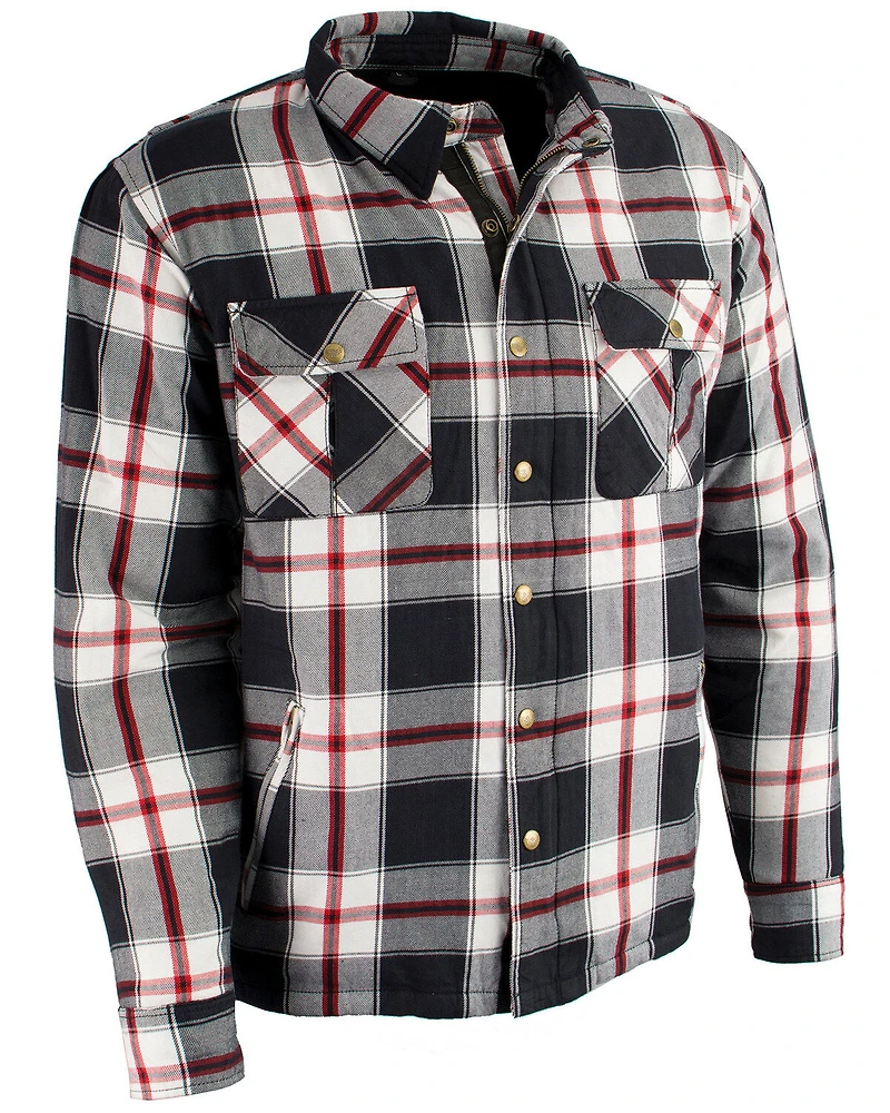 Milwaukee Performance Men's Black/White/Red Aramid Flannel Biker Jacket