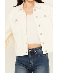 Shyanne Women's Oversized Macrame Fringe Denim Trucker Jacket