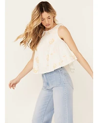 Free People Women's Fun and Flirty Embroidered Top