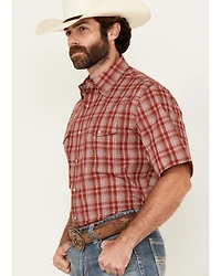 Wrangler Men's Plaid Print Short Sleeve Snap Stretch Western Shirt