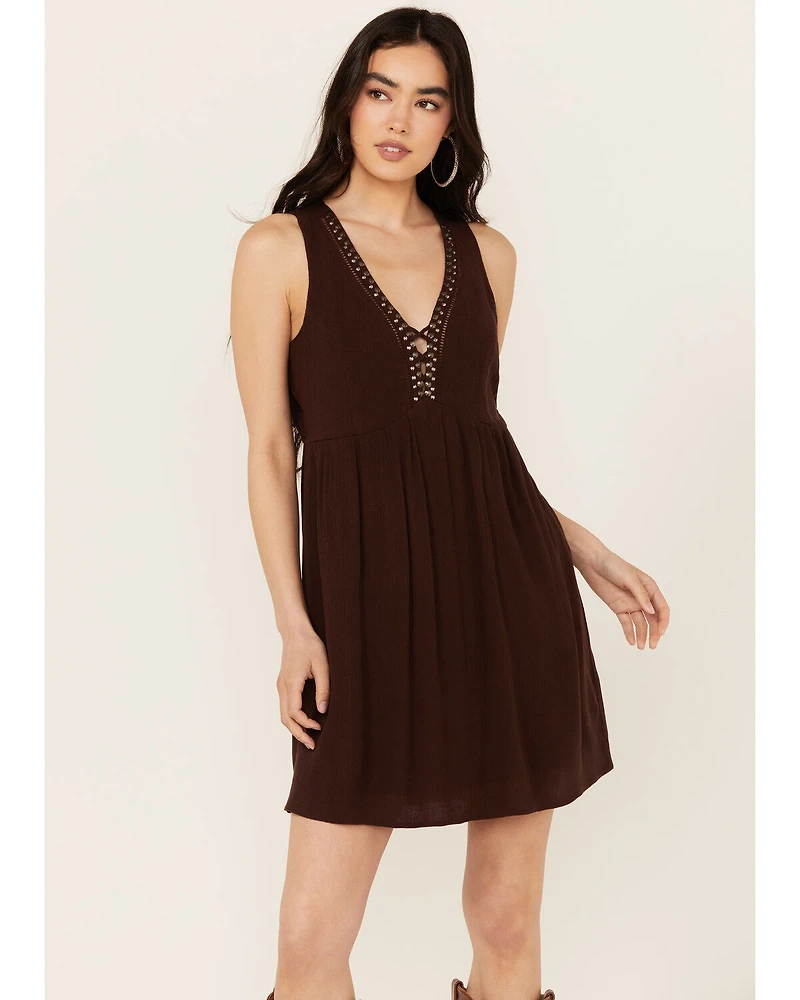 Idyllwind Women's Winfrey Criss Cross Front Embellished Mini Dress