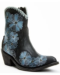 Carborca Silver by Liberty Black Women's Loren Tonal Floral Embroidered Western Fashion Booties - Snip Toe