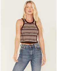 Beyond The Radar Women's Howdy Stripe Knit Sweater Cropped Tank Top