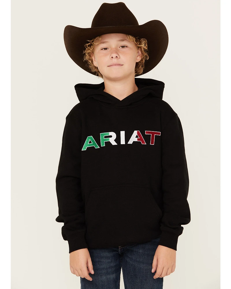 Ariat Boys' Mexico Flag Logo Hooded Sweatshirt