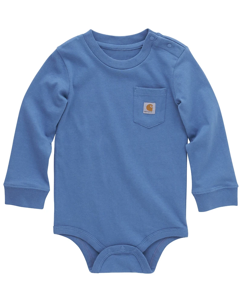 Carhartt Infant Boys' Long Sleeve Logo Pocket Onesie
