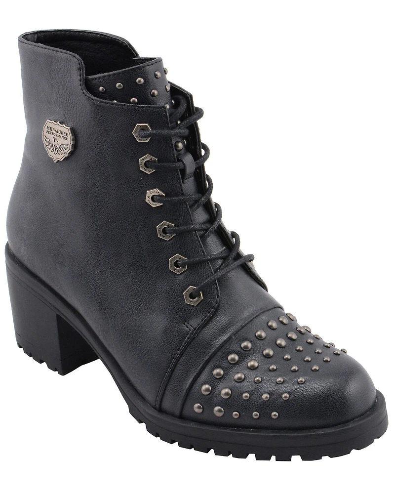 Milwaukee Leather Women's Studded Rocker Boots - Round Toe