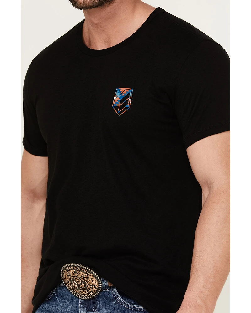 RANK 45® Men's Southwestern Print Bull Logo Short Sleeve Graphic T-Shirt