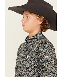 Cinch Boys' Geo Print Long Sleeve Button-Down Western Shirt