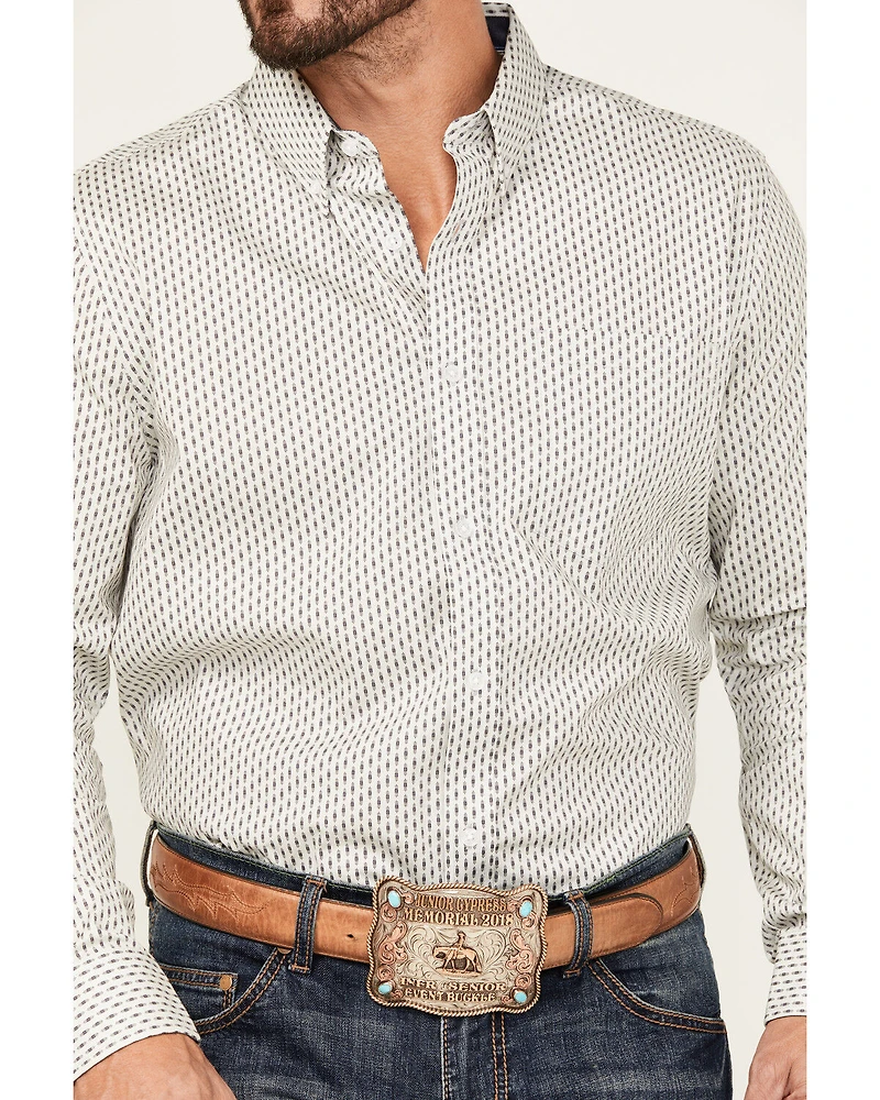 Cody James Men's Stirling Geo Print Long Sleeve Button-Down Stretch Western Shirt - Tall