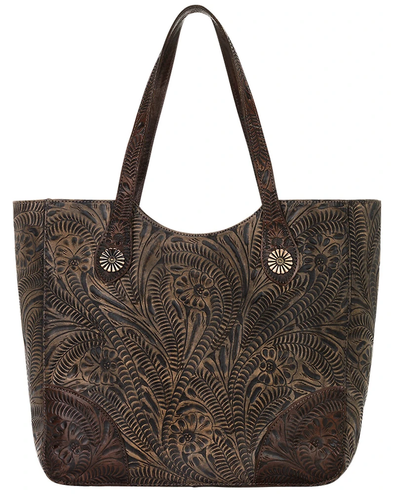 American West Women's Annie's Secret Collection Brown Distressed Large Zip Top Tote