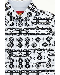 Rodeo Clothing Boys' Southwestern Print Short Sleeve Snap Western Shirt