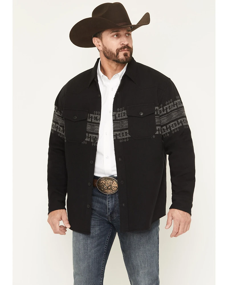 Cody James Men's Southwestern Border Print Sherpa Lined Flannel Shirt Jacket