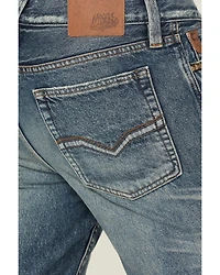 Moonshine Spirit Men's Slasher Wash Decker Slim Straight Rigid Denim Jeans