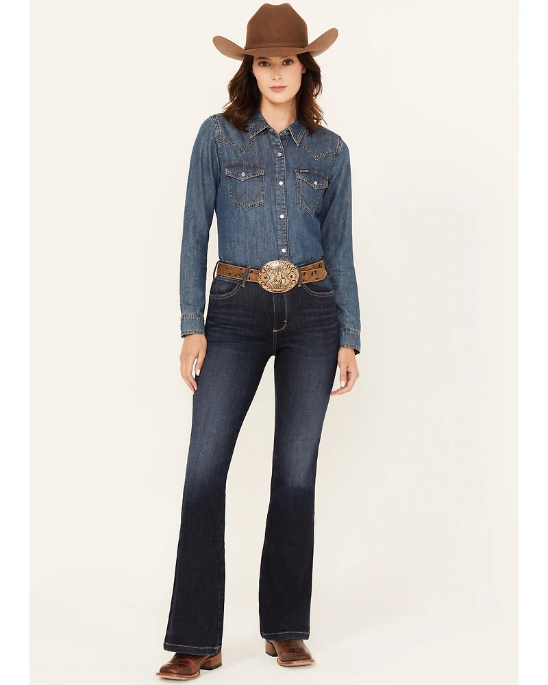Wrangler Women's Madilyn Dark Wash Bespoke High Rise Flare Stretch Denim Jeans
