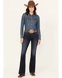 Wrangler Women's Madilyn Dark Wash Bespoke High Rise Flare Stretch Denim Jeans