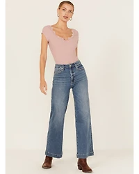 Dear John Women's Fiona Medium Wash Wide Leg Stretch Denim Jeans