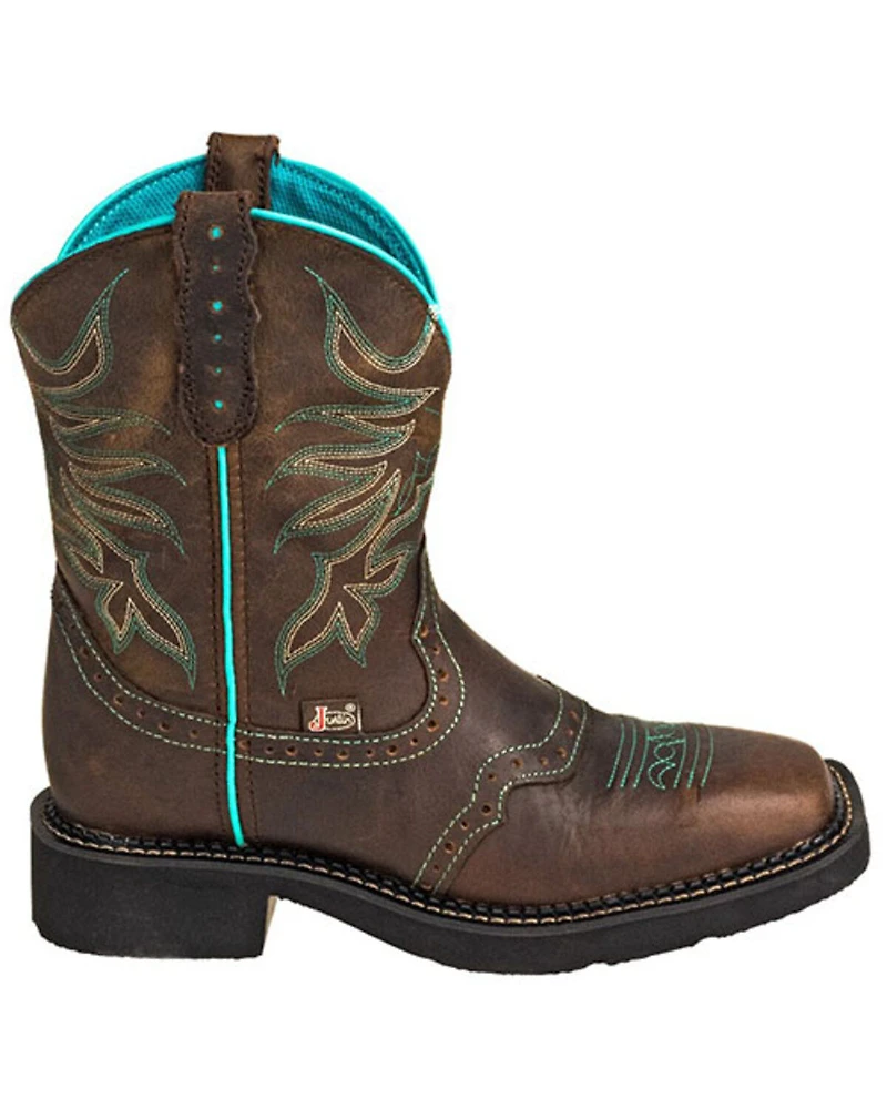Justin Women's Mandra Chocolate Western Boots - Broad Square Toe