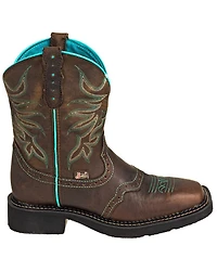 Justin Women's Mandra Chocolate Western Boots - Broad Square Toe