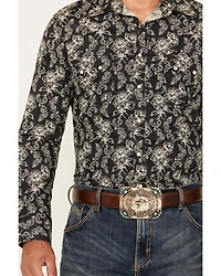 Rock & Roll Denim Men's Floral Print Long Sleeve Snap Stretch Western Shirt