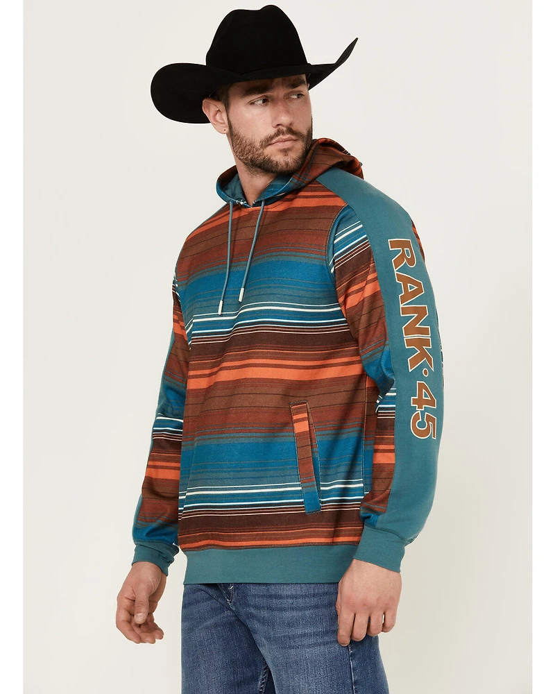 RANK 45® Men's Farmbuck Striped Logo Hooded Sweatshirt
