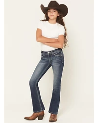 Grace LA Girls' Dark Wash Dreamcatcher Pocket Bootcut Stretch Denim Jeans
