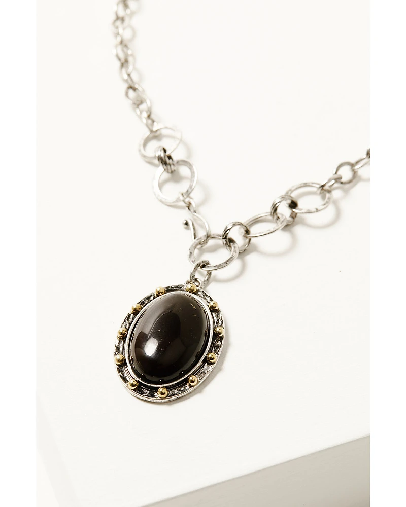 Shyanne Women's Heritage Valley Brown Agate Pendant Jewelry Set - 2 Piece