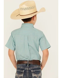 Wrangler Riata Boys' Plaid Print Short Sleeve Button-Down Western Shirt