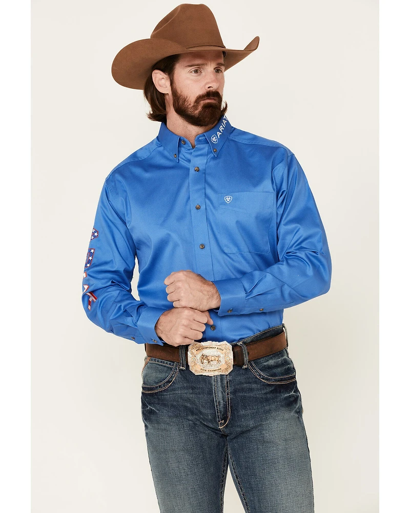 Ariat Men's Blue Team Logo Button Long Sleeve Western Shirt