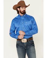 Ariat Men's Blue Team Logo Button Long Sleeve Western Shirt