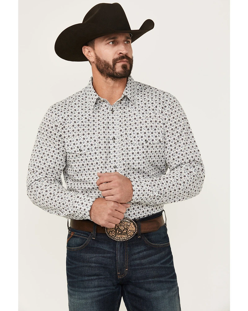 Gibson Trading Co Men's Star Dust Geo Print Long Sleeve Snap Stretch Western Shirt