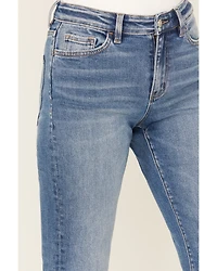 Vervet Women's Medium Wash High Rise Relaxed Flare Trouser Stretch Denim Jeans