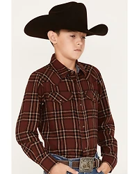 Cody James Boys' Plaid Print Long Sleeve Snap Flannel Shirt
