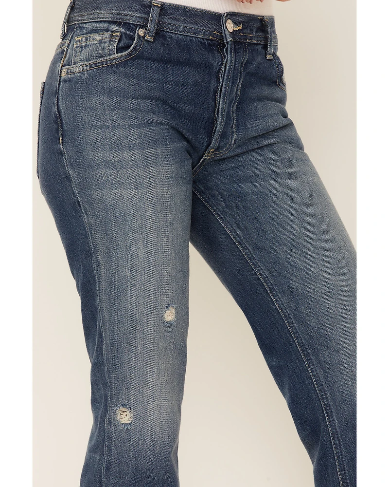 Free People Women's Mid Rise Crop Straight Jeans