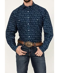 Roper Men's West Made Cactus Print Long Sleeve Pearl Snap Western Shirt