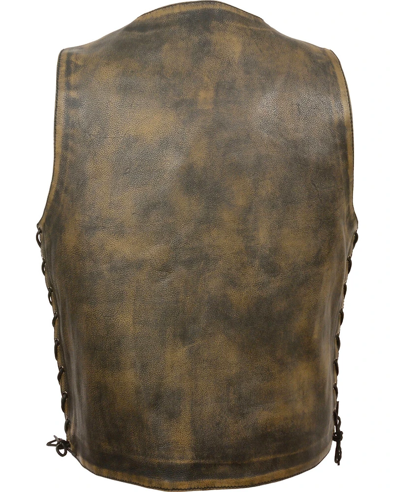 Milwaukee Leather Men's Distressed 10 Pocket Vest - 4X