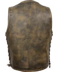 Milwaukee Leather Men's Distressed 10 Pocket Vest - 4X