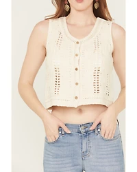 By Together Women's Rory Crochet Button-Down Vest