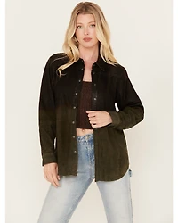 Cleo + Wolf Women's Ombre Suede Snap Up Shacket