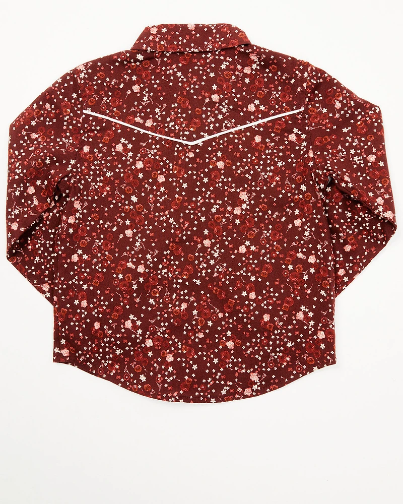 Shyanne Toddler Girls' Dakota Floral Print Long Sleeve Pearl Snap Western Shirt