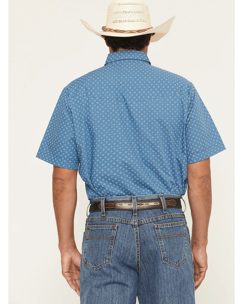 Ely Walker Men's Bandana Print Short Sleeve Pearl Snap Western Shirt