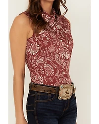 Wrangler Retro Women's Paisley Print Sleeveless Pearl Snap Western Shirt