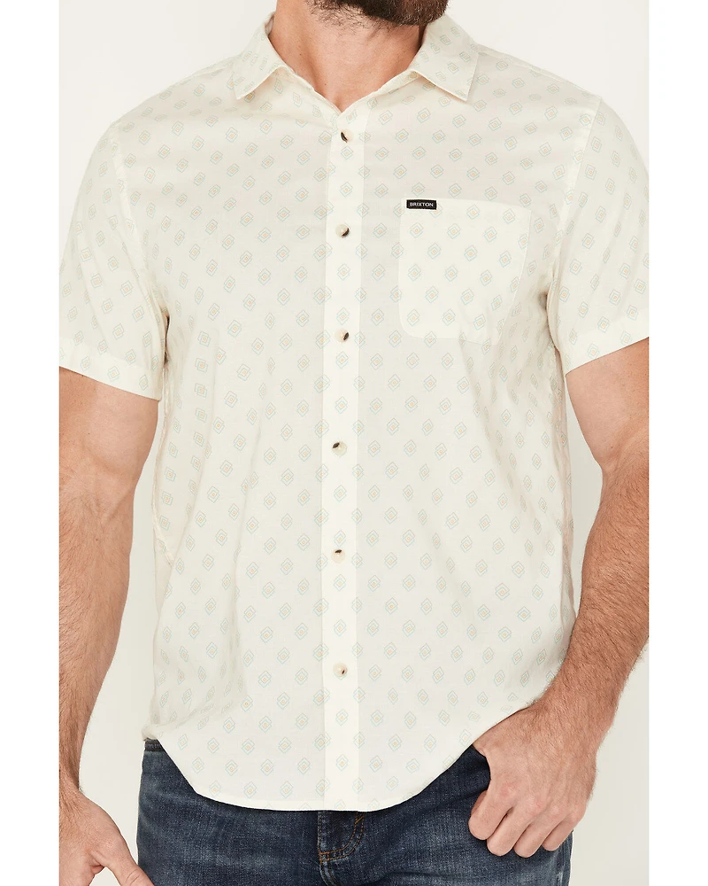 Brixton Men's Charter Geo Print Short Sleeve Button-Down Shirt