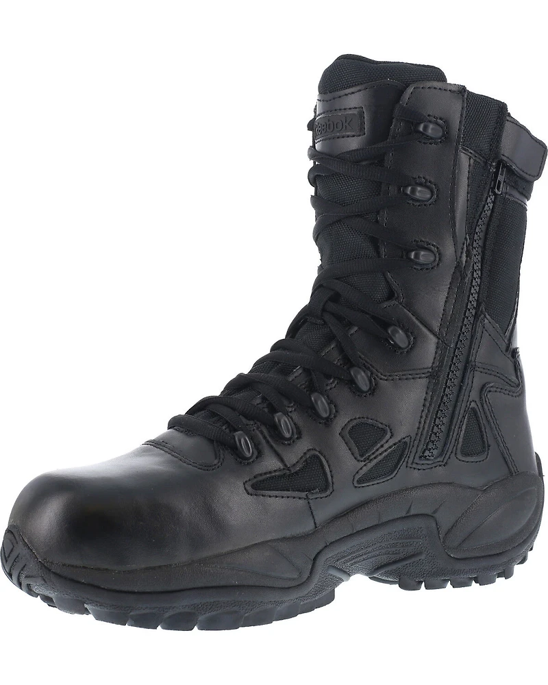 Reebok Men's Stealth 8" Lace-Up Black Side-Zip Work Boots - Soft Toe